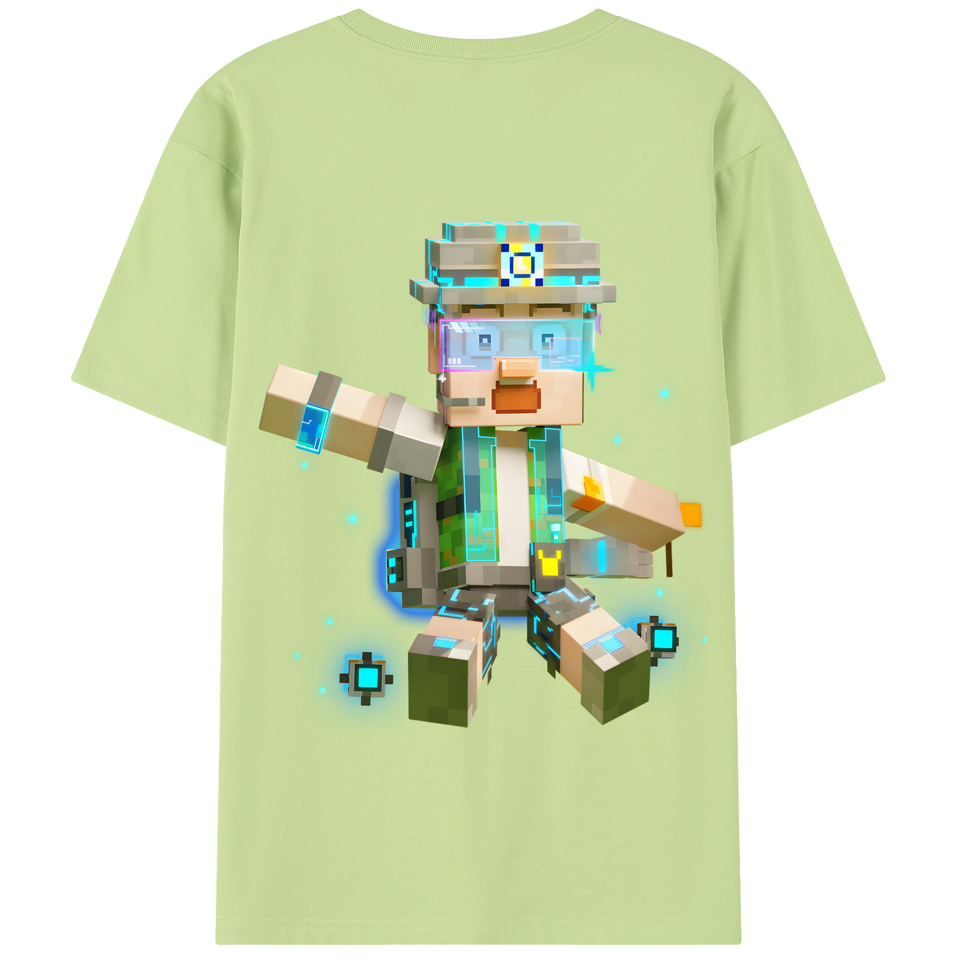（画像用） マインクラフト ブロックの世界 Minecraft MC Block world 綿100％半袖Tシャツ（背面プリント）